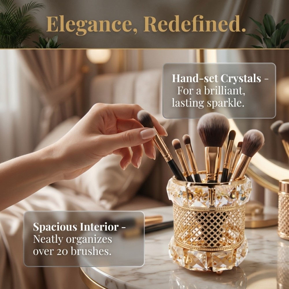 Luxury Skincare And Makeup Brands - Storage Container Gold Makeup Brush Holder