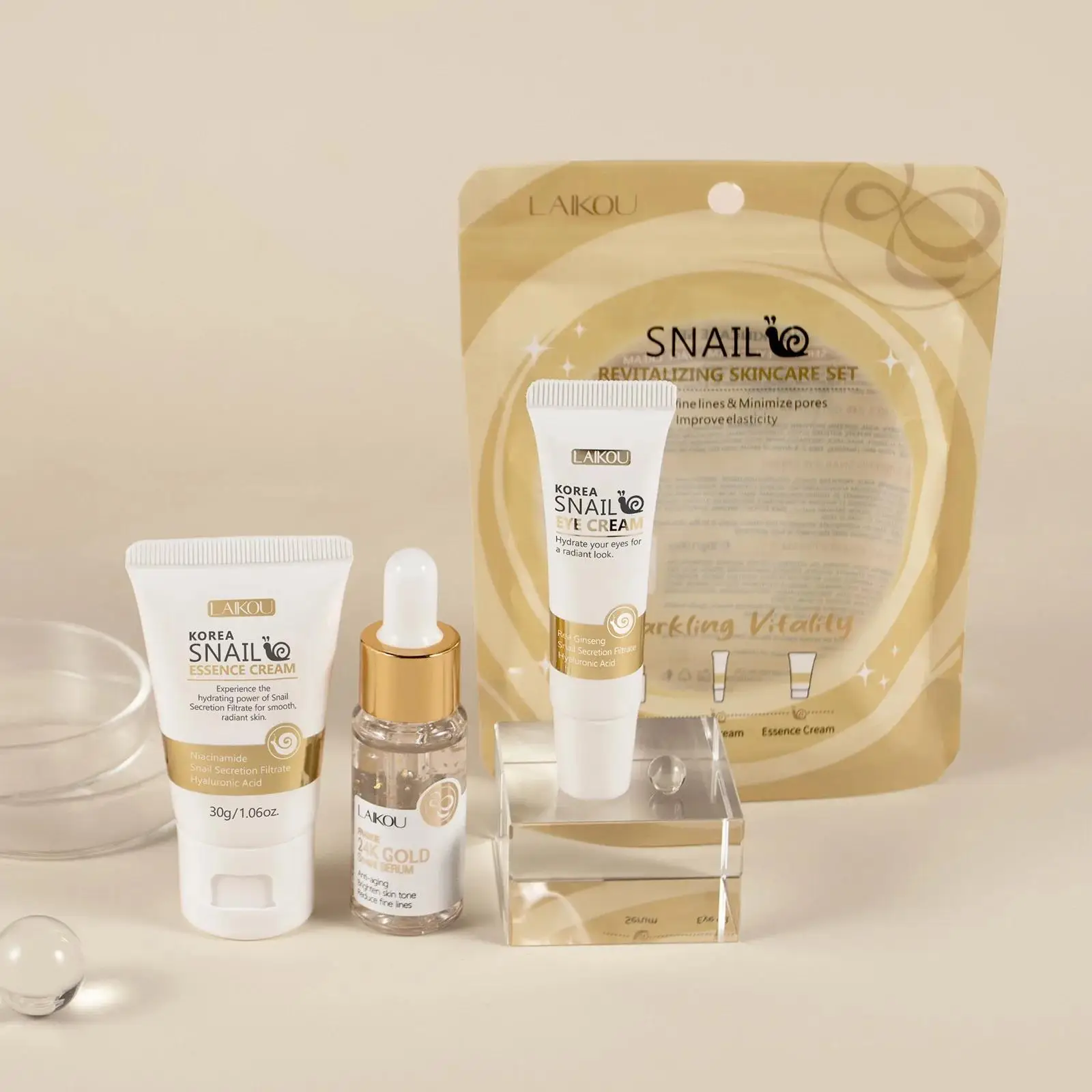 Luxury Skincare Sets - 24K Gold Snail Repair Serum Eye